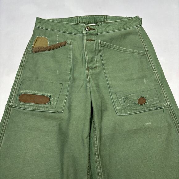 NSF Wide Leg Patchwork Pants Women's 27 Cropped Cargo Boho Lagenlook - Picture 2 of 12